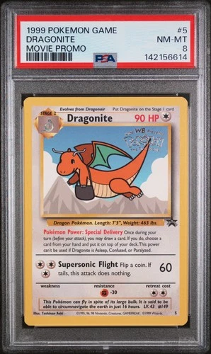 1999 POKEMON GAME MOVIE PROMO #5 DRAGONITE PSA 8