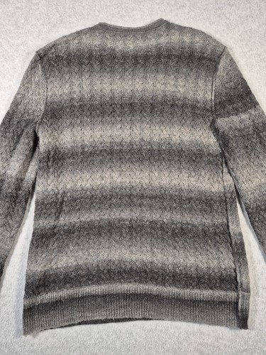 John Varvatos Sweater Mens Large Gray Black Crew Neck Knit Acrylic Wool Pullover - Picture 7 of 7