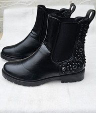 Women Black Studded Ankle Boots EU 40 UK 6 Punk Gothic Biker Style