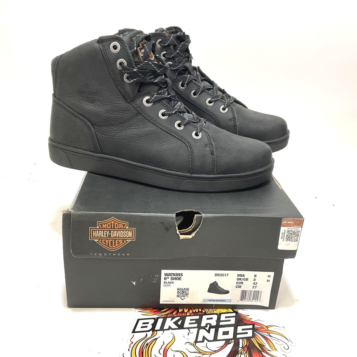 NEW Harley Mens Size 9 Watkins 4.25-Inch Black Leather 