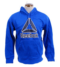 Reebok Men's M Blue Logo Hoodie Hooded Sweatshirt Fleece Interior