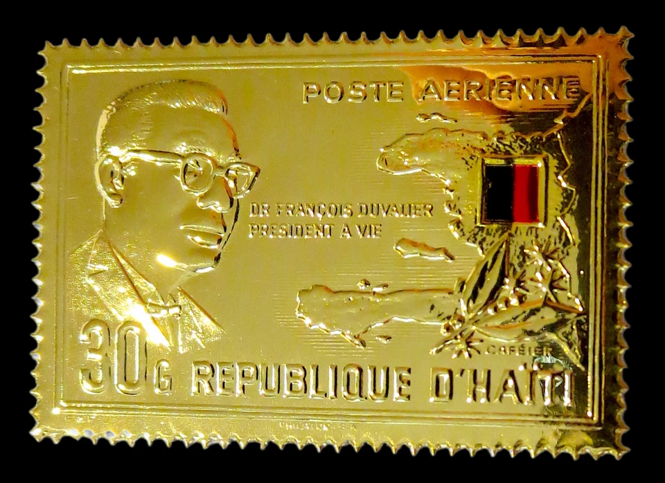 HAITI 1968 GOLD FOIL RARE STAMP PRESIDENT DUVALIER SCOTT #C309 MNH - Image 2 of 4