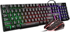 Rii Keyboard and Mouse Set, Rainbow LED Backl...