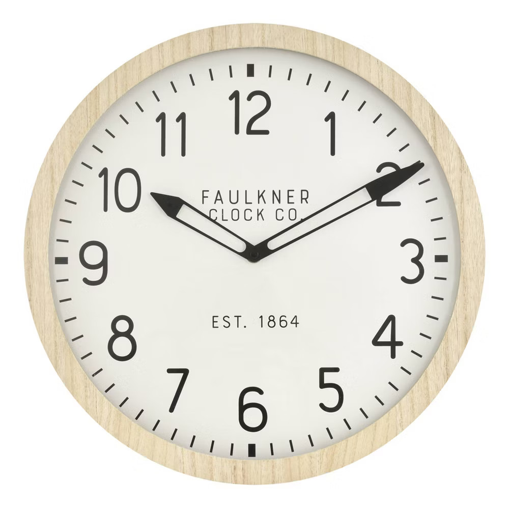 16" Wall Clock Wood - Threshold