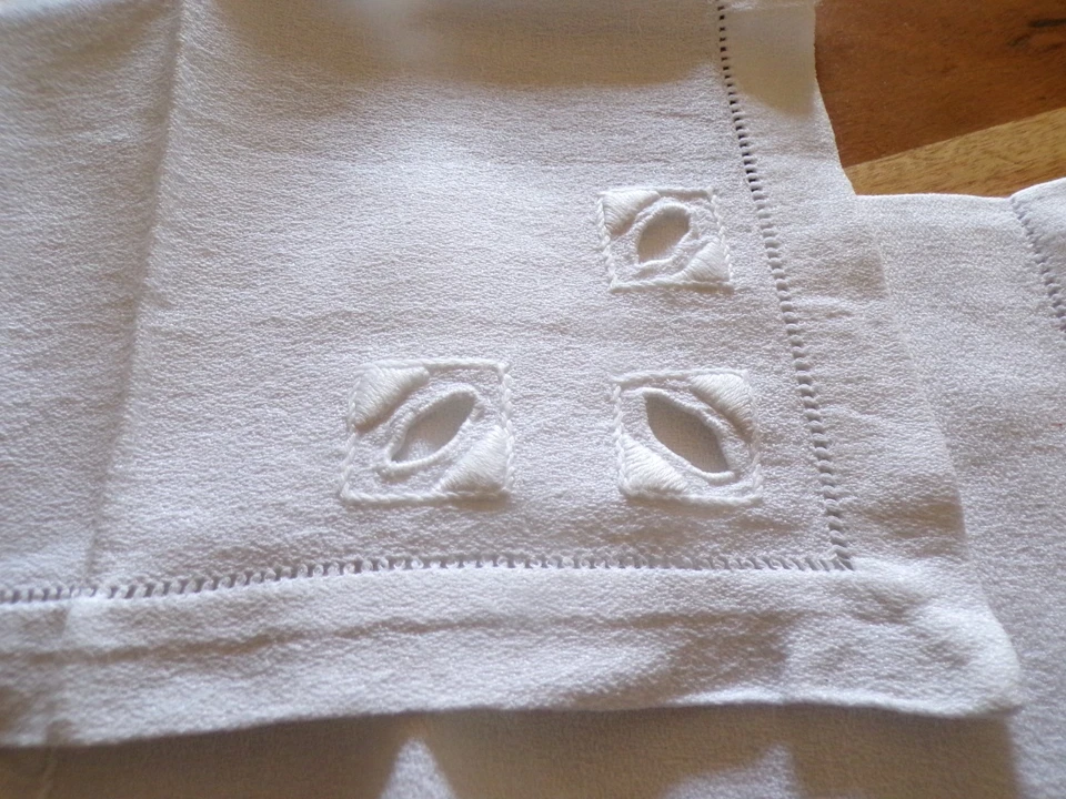 Linge ancien Lot de 6 petites serviette métis  blanc brodées ( ref 18 ) - Photo 4/4