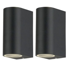 Set of 2 Black Outdoor IP44 Wall Lights Modern Up Down Twin Garden Lights
