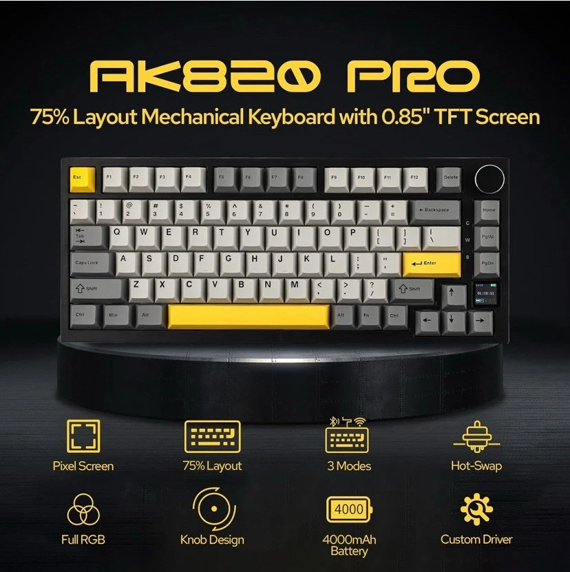 Ajazz Nacodex AK820 Pro 75% Mechanical Keyboard Triple Mode - Image 2 of 4