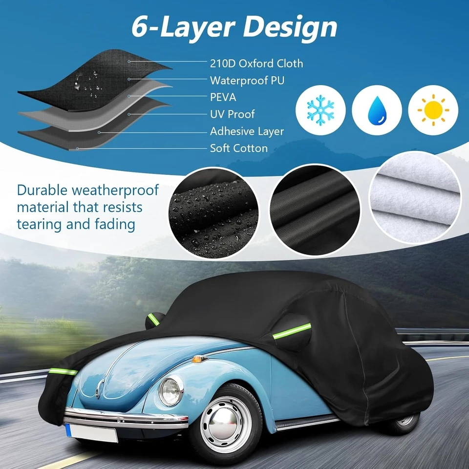 Custom Fit Waterproof Car Cover for 1960-1980 Volkswagen Beetle - Heavy Duty - Изображение 4 из 4