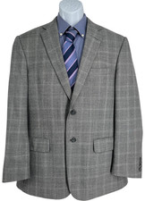 Jos. A. Bank Suit Jacket Men Size 42R Gray Plaid Traveler Tailored Fit
