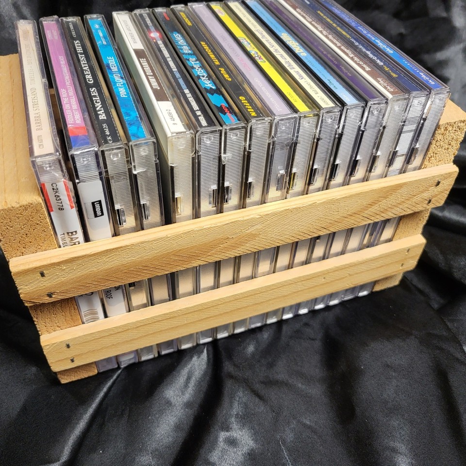 Napa Valley Wooden CD Storage Crate Holds 16 Discs Media Case Vintage ...