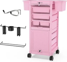 Salon Trolley Cart with 6 Drawers and Holders Pink Stylist For tattoo salon