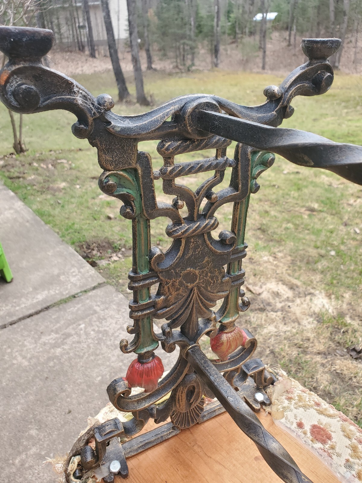 Antique Lions Head Torches Cast Iron Vanity Bench 43"×17"×15" FREE