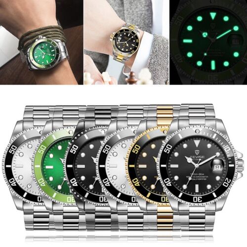 Tevise Herren Hommage Automatikuhr mechanisches Datum Designer Edelstahl - Bild 4 von 18