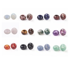 30pcs Rondelle Random Gemstone Large Hole European Beads Crafts 14x8mm Hole 5mm