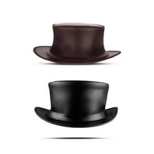 Leather Shapeable black Top Hat Stylish men New Premium Genuine  of A Quality
