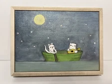 Oopsy Daisy Canvas Framed Nursery Art by Marisa Owl & Pussycat 5 x 7