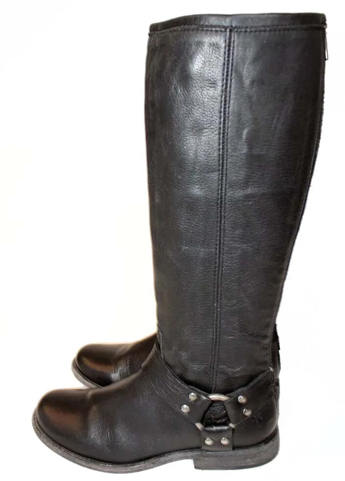 Bottes d quitation FRYE harnais Phillip en cuir noir taille 5 5 B fermeture cl