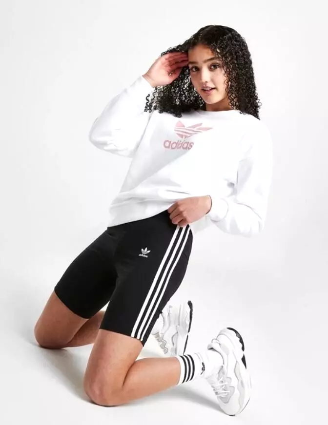 NEW ADIDAS ORIGINALS GIRLS 3 STRIPE TREFOIL CYCLING SHORTS YOUTH