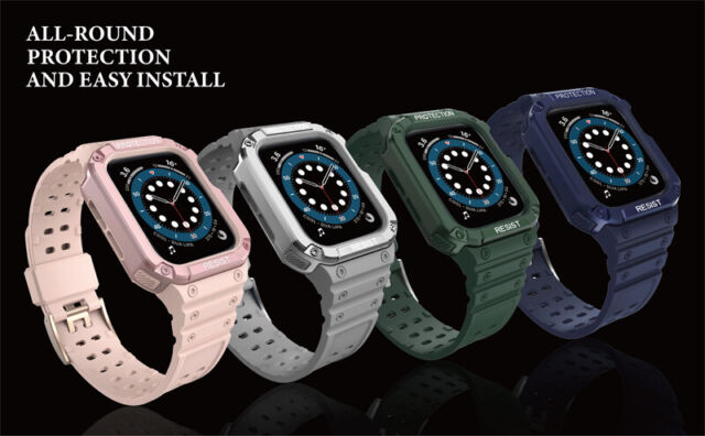 Wristwatch Strap For Apple Watch 3/4/5/6/7/8 SE Rugged Heavy Duty Band Case YV10607