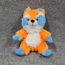 Fun Express Raccoon 10” Plush Orange Blue White Glittery Big Eyes Super Soft