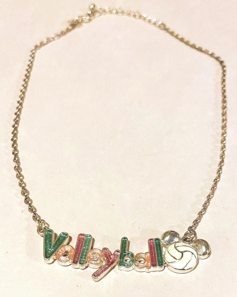 Collar Tono Plata Voleibol Mickey Mouse Parques Disney Retirado Usado Wow Foto 2 de 4