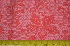 By 1/2 Yd, 44" Wide, Large Red Floral on Pink Cotton, M7494