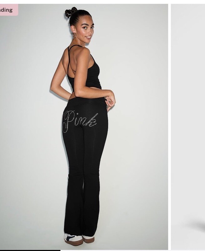 VICTORIA'S SECRET PINK フレアレギンス！ XS 黒 VICTORIA'S SECRET PINK FOLDOVER FLARE LEGGING PANTS BLING M