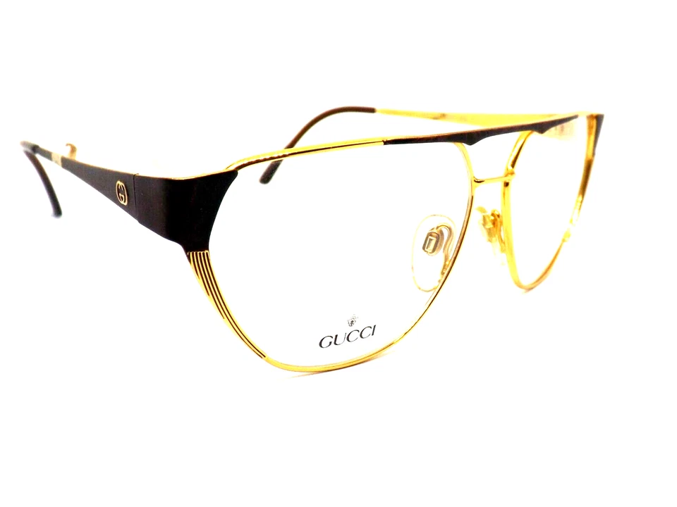 GUCCI GG 2218 montatura per occhiali da vista uomo vitage 1990 metallo oro - Immagine 4 di 4