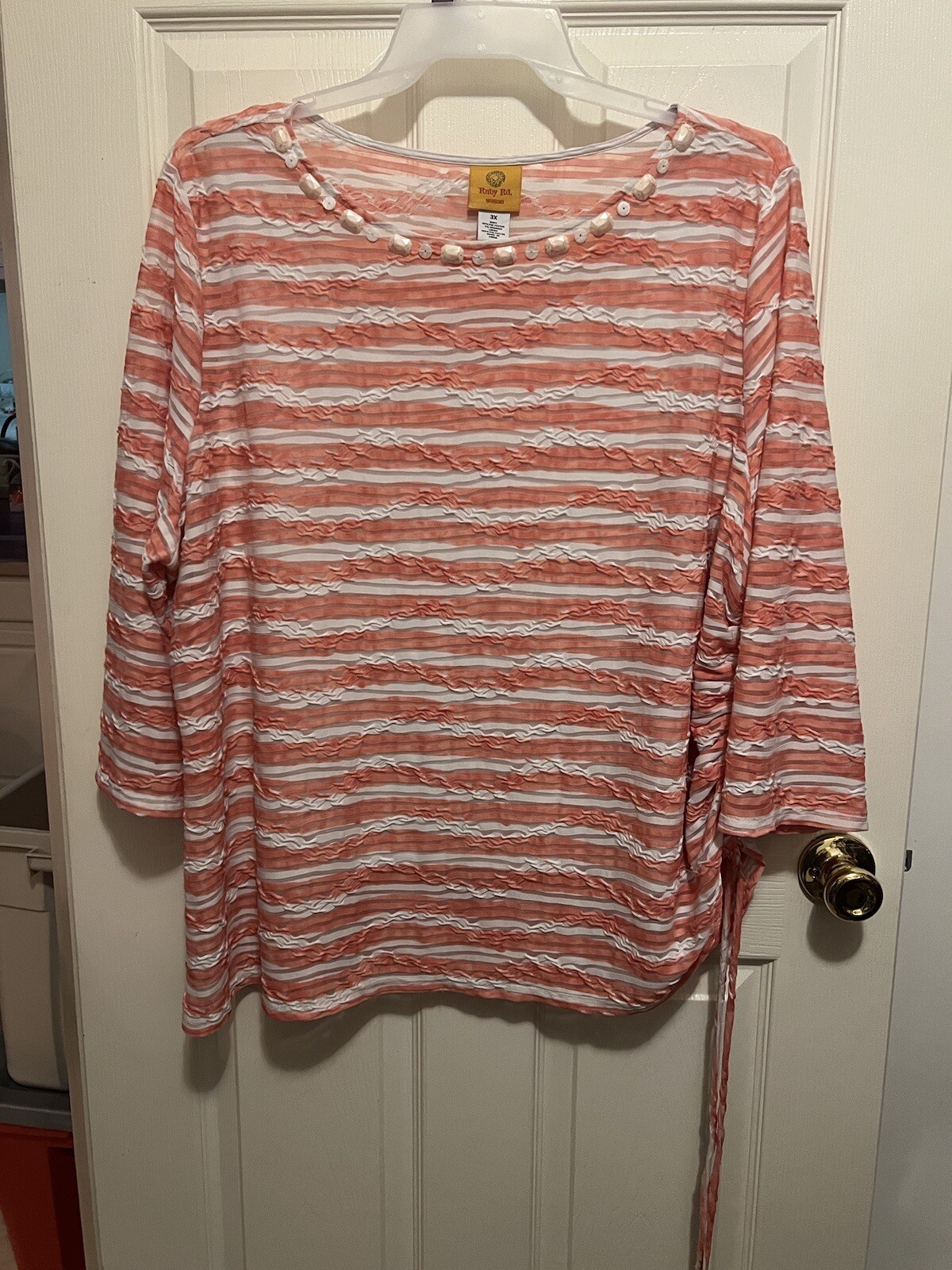 RUBY RD LADIES PLUS ORANGE WHITE STRIPED STRETCH … - image 1