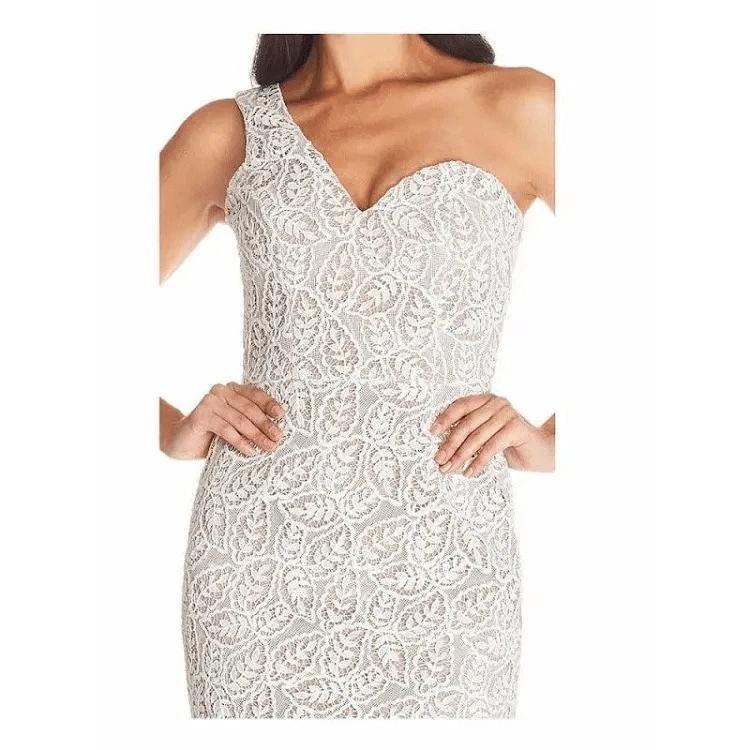 OFF WHITE Abito a una spalla Dress the Population Magnolia bianco nudo taglia XS NUOVO CON ETICHETTE