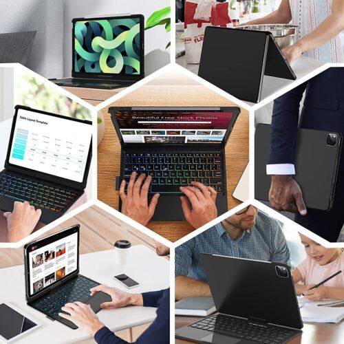 For iPad 7/8/9/10/11th Gen Air Pro 11" Touchpad Keyboard Case with 360° Rotation - Picture 22 of 39