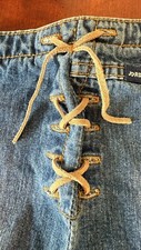 Women s Jordache Jeans Vintage Bell Bottom 5/6 Leather Ties Hippie Look