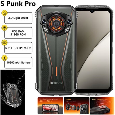 DOOGEE S Punk PRO 4G Rugged Phone Android 14 Waterproof Big Speaker 512GB Unlock