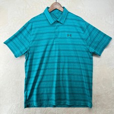 Under Armour Heatgear Loose Fit Golf Mens Size XL Stripe Short Sleeve Polo Shirt