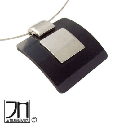 Modernist Kunststoff Collier Art Deco Stil Halskette Metall vtg necklace