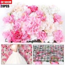20pcs/set Artificial Flower Wall Rose Panel Wedding Venue Floral Decor 60 40cm