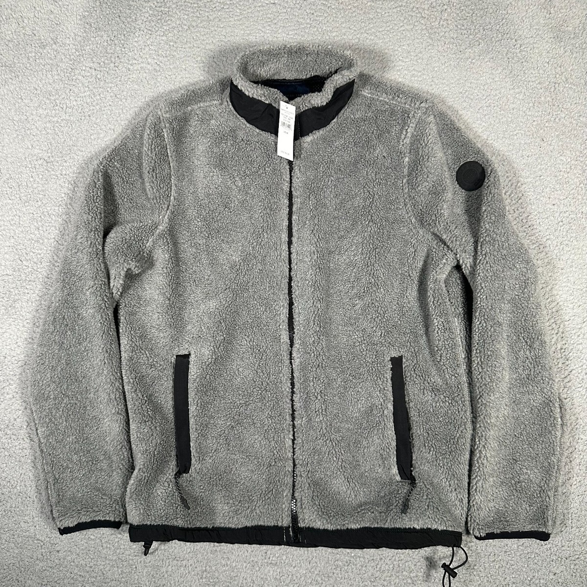 American Eagle Jacket Mens Size Medium Gray Full Zip Sherpa Fleece 