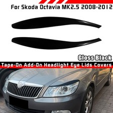 Schwarz Glanz Scheinwerferblenden Augenbraue Für Skoda Octavia MK2.5 2008-2012