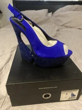 Pleaser Total Blue Suede  Shoes Size 8