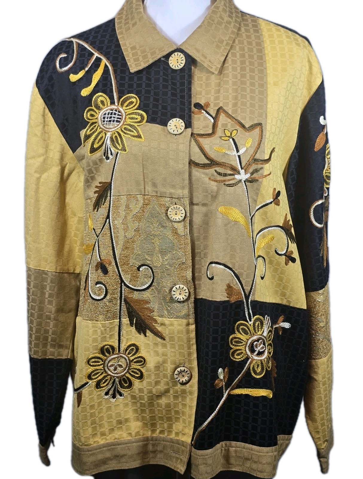 Indigo Moon Patchwork Embroidered Jacket Women’s … - image 1