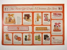 Max Factor Gift Wraps Christmas Advertisement 2 Page Vintage 1960s MOD Xmas