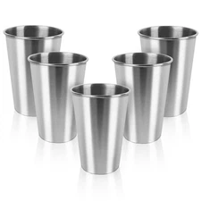 5 Pack 17oz Stainless Steel Drinking Glasses Stackable Metal Cups for Bar Home