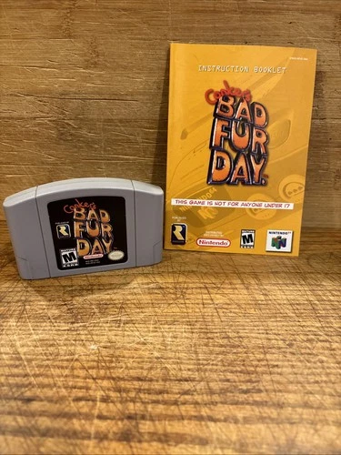 Conker's Bad Fur Day Video Game W/ Manual Booklet N64 Tested & Working
