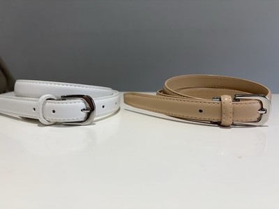   2er Set JCL Gürtel - Echtlederkruste - Beige & Weiß - 115 *2 cm