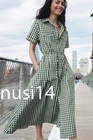 ZARA NEW WOMAN MIDI GINGHAM CHECK SHIRT DRESS ZW COLL GREEN XS-XXL  2507/041/500