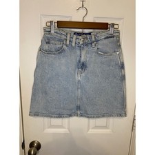 Guess Denim Mini Skirt Size 26 Vintage Light Wash High Waisted Blue Y2K 90s