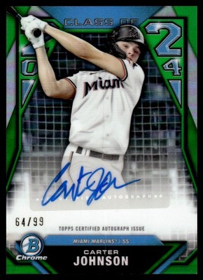 2024 Bowman Draft Class of 2024 Autographs Green Refractors Carter Johnson Auto