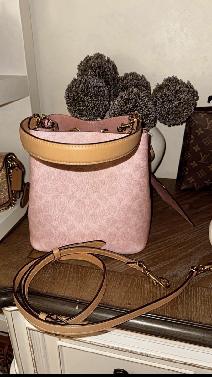 Coach powder Pink Bucket Bag Gold Hardware Detachable Strap Pouch