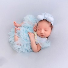 2 Pieces Baby Girls Photography Props Outfit Bow Hat Dress Set Cute Princess
