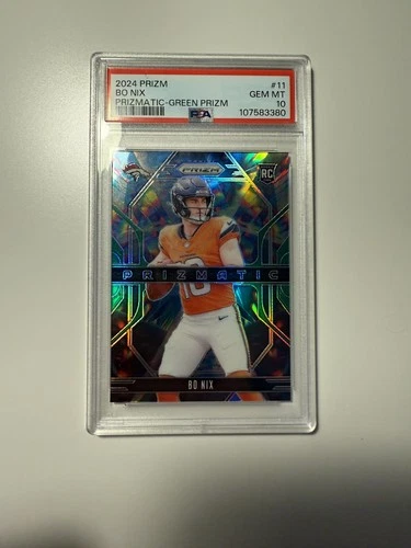 2024 Panini Prizm - Prizmatic Bo Nix #11 Green Prizm (RC)